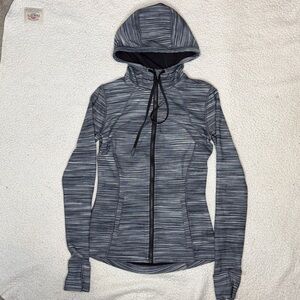 Lululemon Black and Gray Striped Zippered Hoodie: Size 6
